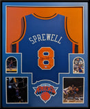 FRAMED NEW YORK KNICKS LATRELL SPREWELL AUTOGRAPHED JERSEY PSA COA