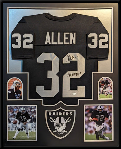 FRAMED LAS VEGAS RAIDERS MARCUS ALLEN AUTOGRAPHED SIGNED JERSEY JSA COA