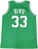 BOSTON CELTICS LARRY BIRD AUTOGRAPHED GREEN BASKETBALL JERSEY BECKETT QR 228093