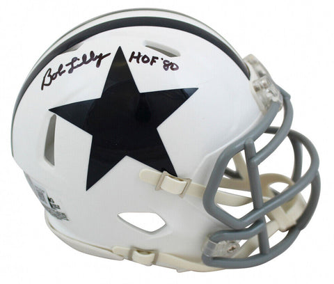 Bob Lilly Signed Dallas Cowboys Speed Mini Helmet Inscribed "HOF 80" (Beckett)