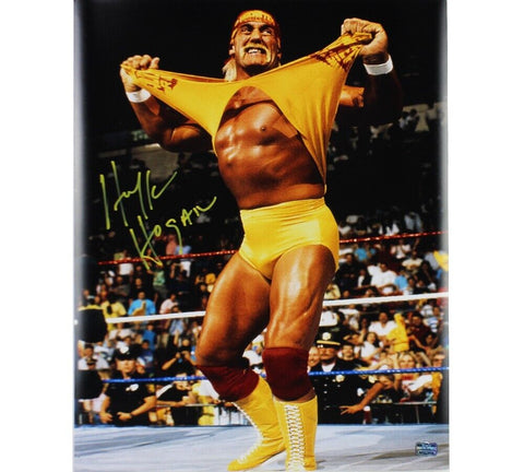 Hulk Hogan Signed Unframed 16x20 Photo Ripping Shirt