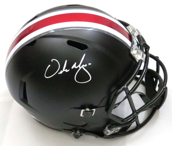 Urban Meyer Signed Ohio State Buckeyes Black Replica Helmet Beckett White Paint