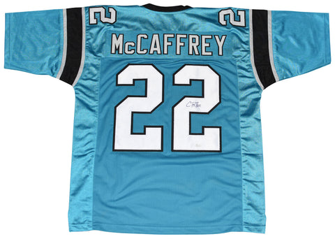 CHRISTIAN McCAFFREY AUTOGRAPHED CAROLINA PANTHERS #22 BLUE JERSEY JSA