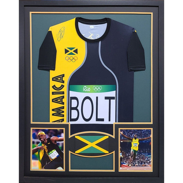 Usain Bolt Autographed Signed Framed Shirt Jamaica Jersey JSA