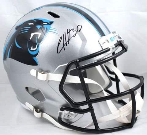 Chuba Hubbard Autographed Panthers F/S Speed Helmet - Beckett W Hologram *Black