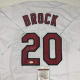 Autographed/Signed Lou Brock St. Louis White Baseball Jersey JSA COA Auto