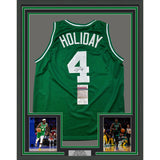 Framed Autographed/Signed Jrue Holiday 33x42 Boston Green Jersey JSA COA