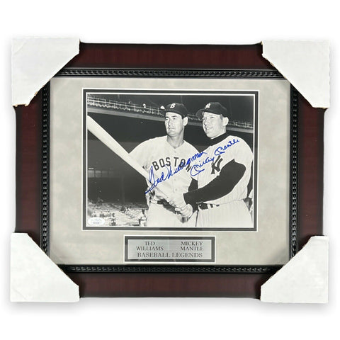 Ted Williams & Mickey Mantle Signed Autographed Photo Framed 14x17 JSA