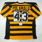 Autographed/Signed Troy Polamalu Pittsburgh Bumble Bee Jersey Beckett BAS COA