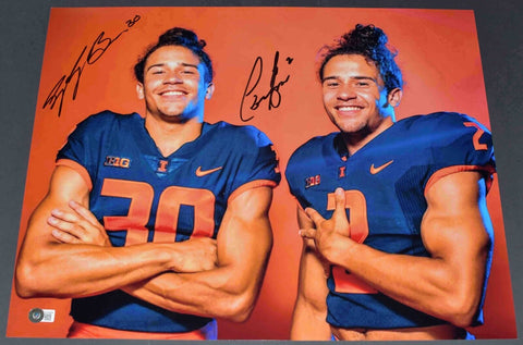 SYDNEY & CHASE BROWN SIGNED AUTOGRAPHED ILLINOIS ILLINI 16X20 PHOTO BECKETT