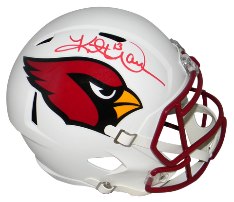 KURT WARNER SIGNED ARIZONA CARDINALS FLAT WHITE FULL SIZE SPEED HELMET JSA