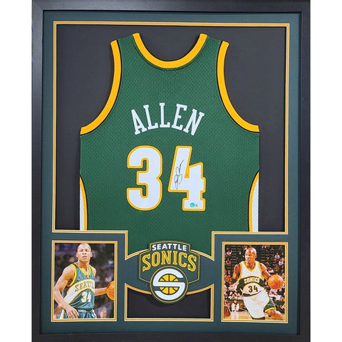 Ray Allen Autographed Signed Framed Seattle Supersonics Jersey BECKETT