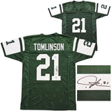 NEW YORK JETS LADAINIAN TOMLINSON AUTOGRAPHED GREEN JERSEY BECKETT BAS QR 215002