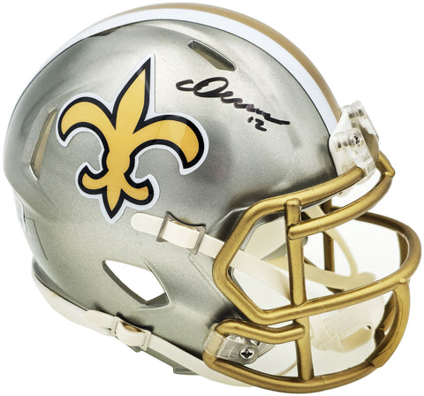 CHRIS OLAVE AUTOGRAPHED SAINTS FLASH GRAY SPEED MINI HELMET BECKETT 230111