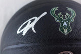 Giannis Antetokounmpo Signed Bucks Logo NBA Official Black Basketball - JSA W