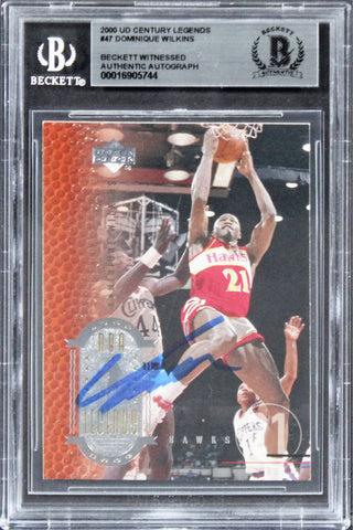 Hawks Dominique Wilkins Signed 2000 UD Century Legends #52 Card BAS Slabbed