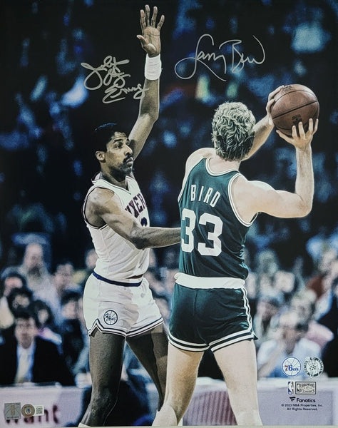 Larry Bird Julius Erving Autographed Boston Celtics 76ers 16x20 Photo Beckett