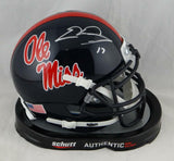 Evan Engram Autographed Ole Miss Navy Schutt Mini Helmet- JSA W Auth *Silver