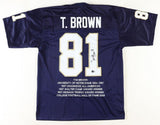 Tim Brown Signed Notre Dame Fighting Irish Career Stat Jersey (BECKETT) Raiders