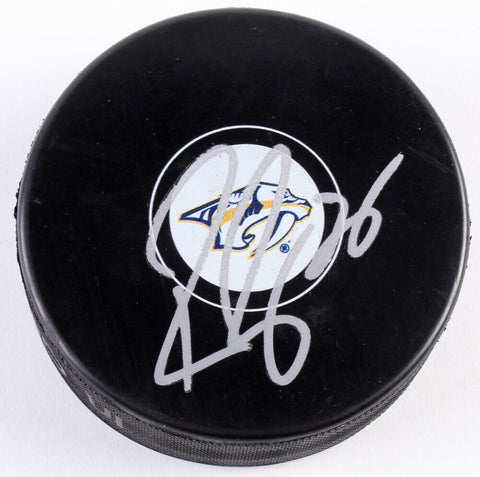 Pekka Rinne Signed Predators Logo Hockey Puck (JSA COA) All Star Goalie