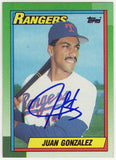 Juan Gonzalez Signed Rangers 1990 Topps RC Baseball Card #331 - (SCHWARTZ COA)