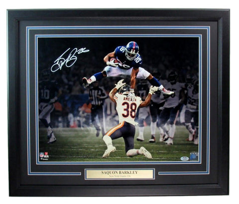 Saquon Barkley Autographed 16x20 Photo New York Giants Framed PSA/DNA 183830