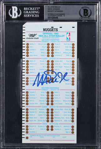 Lakers Magic Johnson Authentic Signed 1992 All-Star Ballot Auto 10! BAS Slabbed