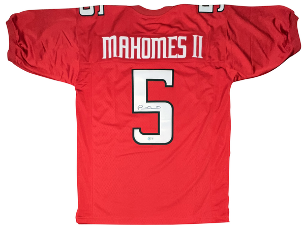 PATRICK MAHOMES II AUTOGRAPHED TEXAS TECH RED RAIDERS #5 RED JERSEY BECKETT