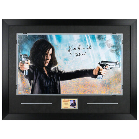 Kate Beckinsale Autographed Underworld Selene Action 14x24 Framed Photo