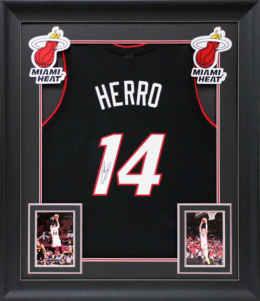 Tyler Herro Authentic Signed Black Pro Style Framed Jersey JSA