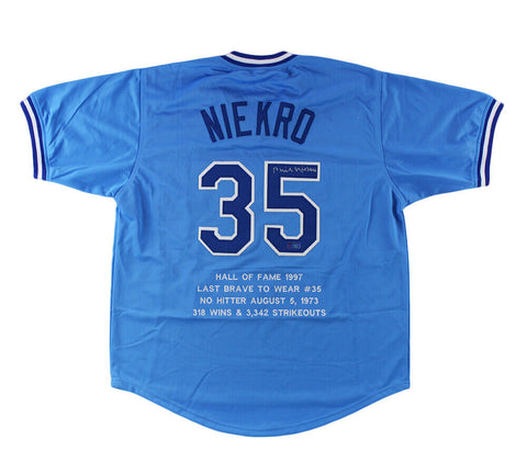 Phil Niekro Signed Atlanta Custom Stat Powder Blue Jersey