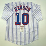 Autographed/Signed Andre Dawson Montreal Pinstripe Baseball Jersey JSA COA