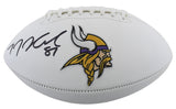 Vikings T.J. Hockenson Authentic Signed White Panel Logo Football BAS Witnessed