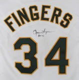 Athletics Rollie Fingers "HOF 92" Signed White Russell Athletic Jersey BAS