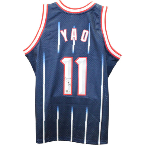 Yao Ming Autographed Houston Rockets Mitchell & Ness Navy Jersey Beckett 46881