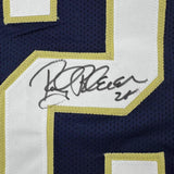 Framed Autographed/Signed Rocky Bleier 33x42 Notre Dame Blue Jersey JSA COA