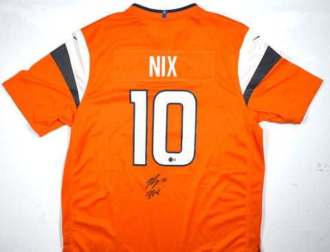 Bo Nix Autographed Denver Broncos Nike Game Orange Jersey - Beckett W Hologram