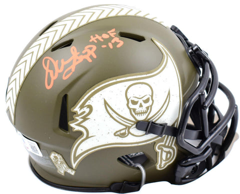 Warren Sapp Signed Buccaneers Salute to Service Speed Mini Helmet w/HOF-BeckettW