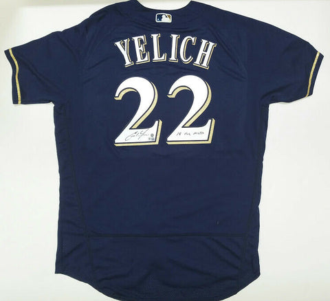 CHRISTIAN YELICH Autographed "18 NL MVP" Authentic Blue Brewers Jersey STEINER