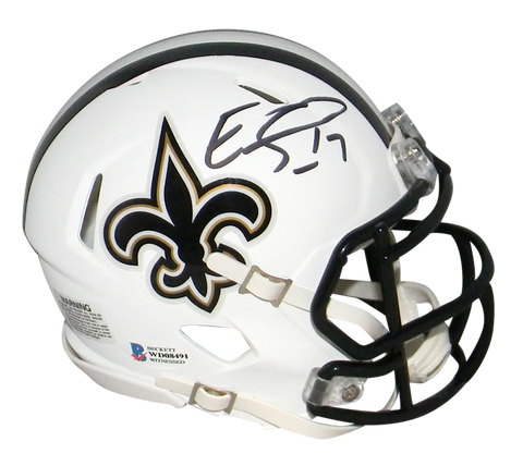 EMMANUEL SANDERS SIGNED NEW ORLEANS SAINTS WHITE SPEED MINI HELMET BECKETT