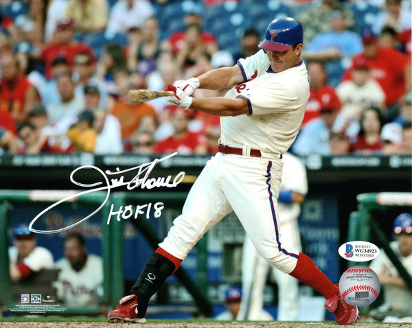 Jim Thome Signed Philadelphia Phillies 8x10 Photo W/ HOF 18 Beckett Witnessed