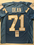 Autographed/Signed FRED DEAN "HOF 08" San Diego Powder Blue Jersey JSA COA Auto