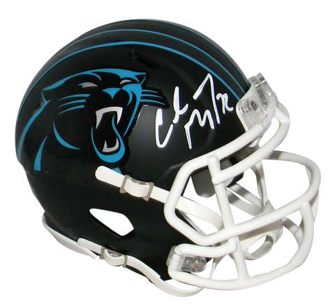 CHRISTIAN McCAFFREY SIGNED CAROLINA PANTHERS BLACK SPEED MINI HELMET BECKETT