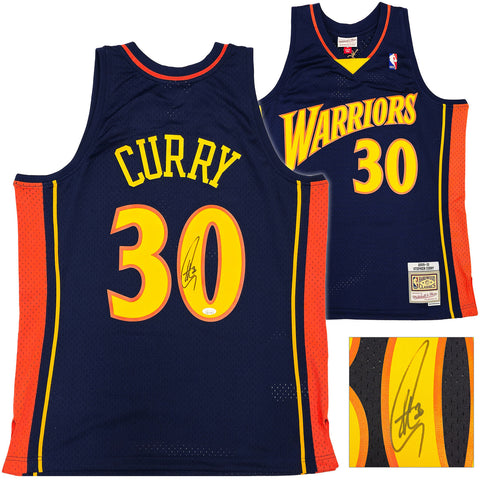 WARRIORS STEPHEN CURRY AUTOGRAPHED M&N 09-10 HWC ROOKIE YEAR JERSEY L JSA 234075