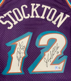 John Stockton Karl Malone Autographed Utah Jazz Mitchell Ness Jersey Beckett B