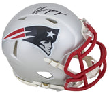 Patriots Christian Gonzalez Signed Speed Mini Helmet W/ Case BAS Witnessed