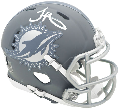 TYREEK HILL AUTOGRAPHED DOLPHINS SLATE GRAY SPEED MINI HELMET BECKETT 233362