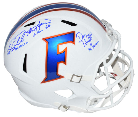 TIM TEBOW STEVE SPURRIER DANNY WUERFFEL SIGNED FLORIDA GATORS WHITE F/S HELMET