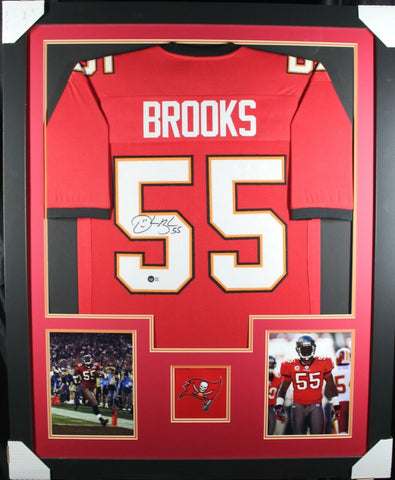 DERRICK BROOKS (Buccaneers red TOWER) Signed Autographed Framed Jersey Beckett