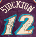 John Stockton Karl Malone Autographed Utah Jazz Mitchell Ness Jersey Beckett A